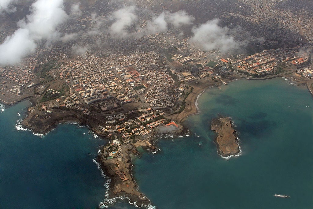 Aerial view of Praia, the capital city of Cape Verde