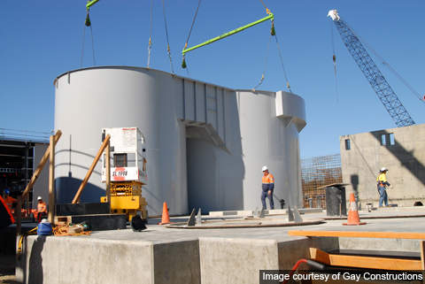 Clarifier tanks being installed at the plant.