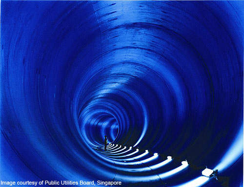An inside view of completed deep tunnel sewerage system (DTSS). Phase one of DTSS was completed in 2008.