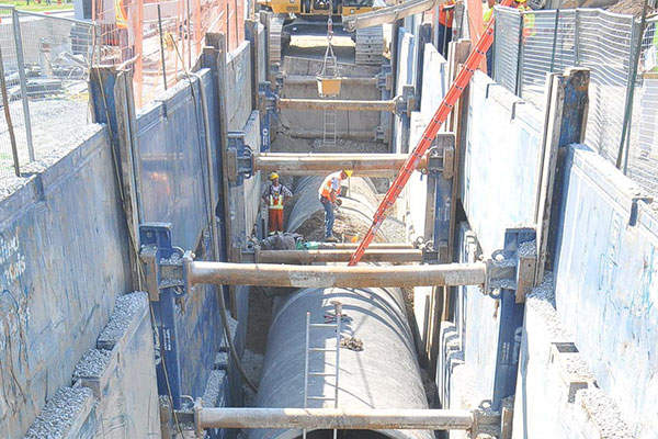 The second contract is being performed using the open-cut method.  Photo courtesy of Peel Region, Canada.