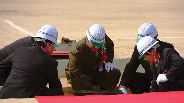 The cornerstone burial ceremony for the Okukubi Dam was held in March 2012. Image courtesy of Cpl. Dengrier M.Baez.