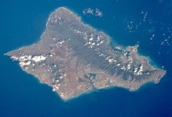 The satellite image of Hawaiian island Oahu.